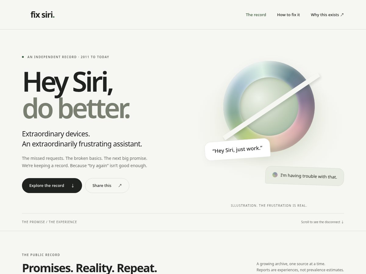Landing-page snapshot of fixsiri.com
