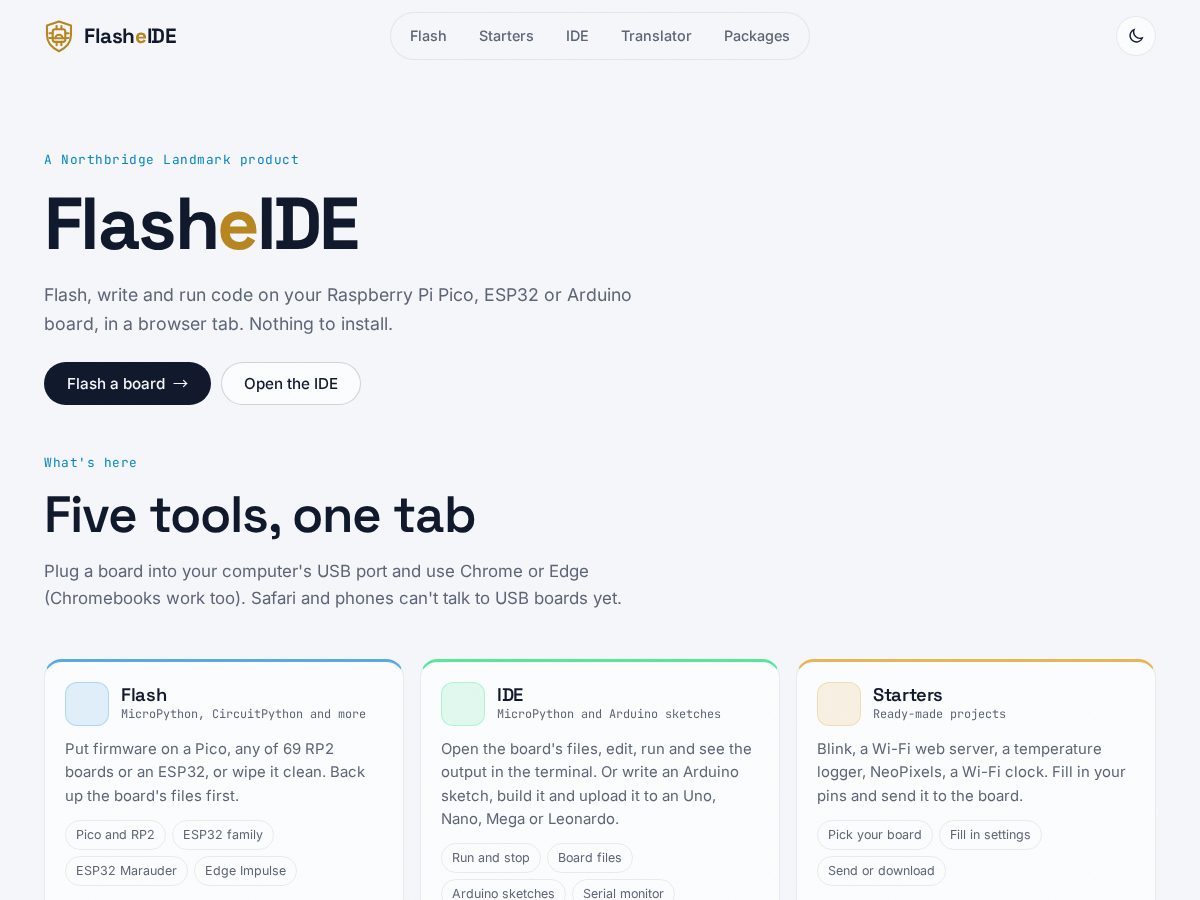 Landing-page snapshot of flasheide.com