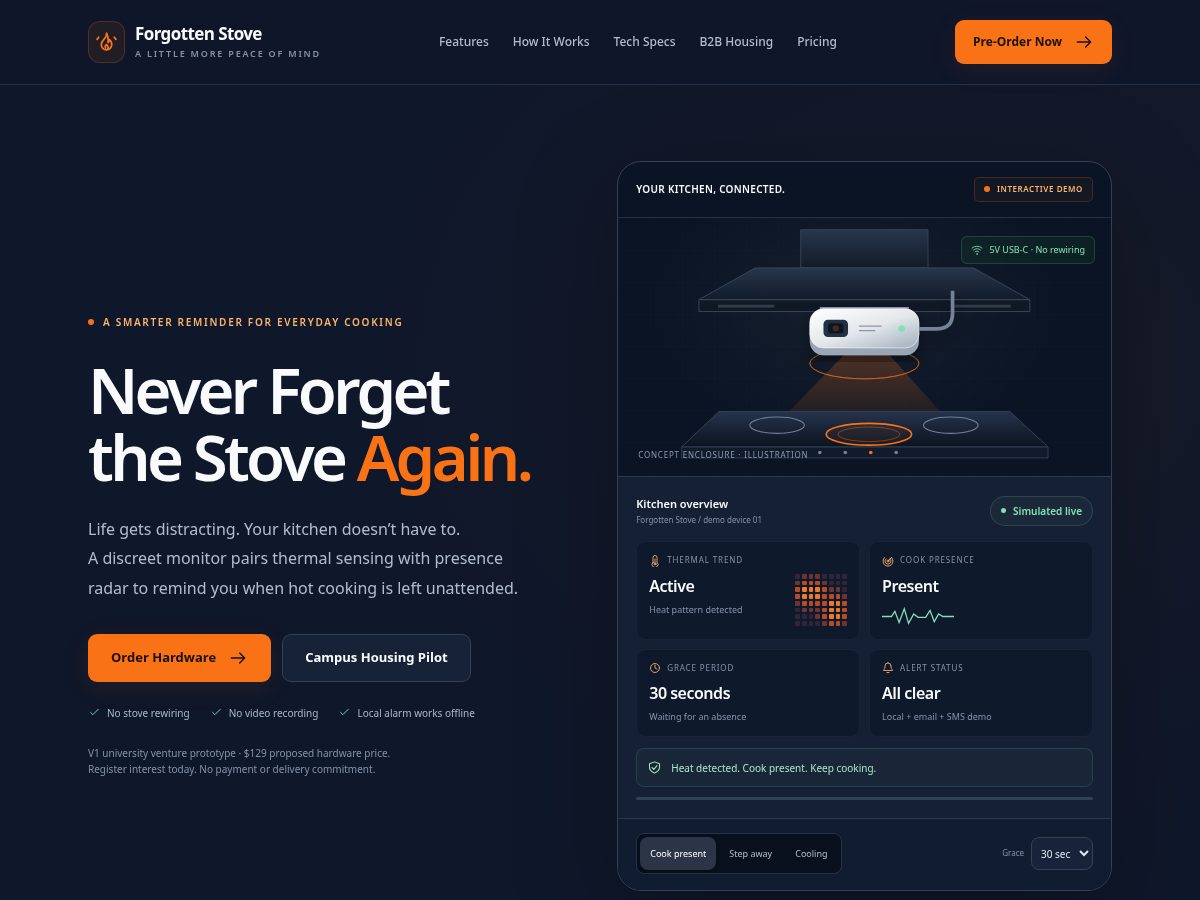 Landing-page snapshot of forgottenstove.com