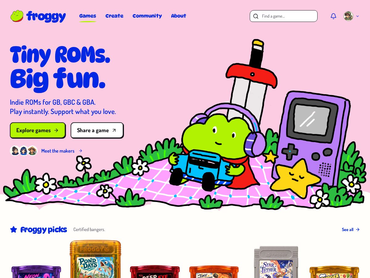 Landing-page snapshot of froggy.fun