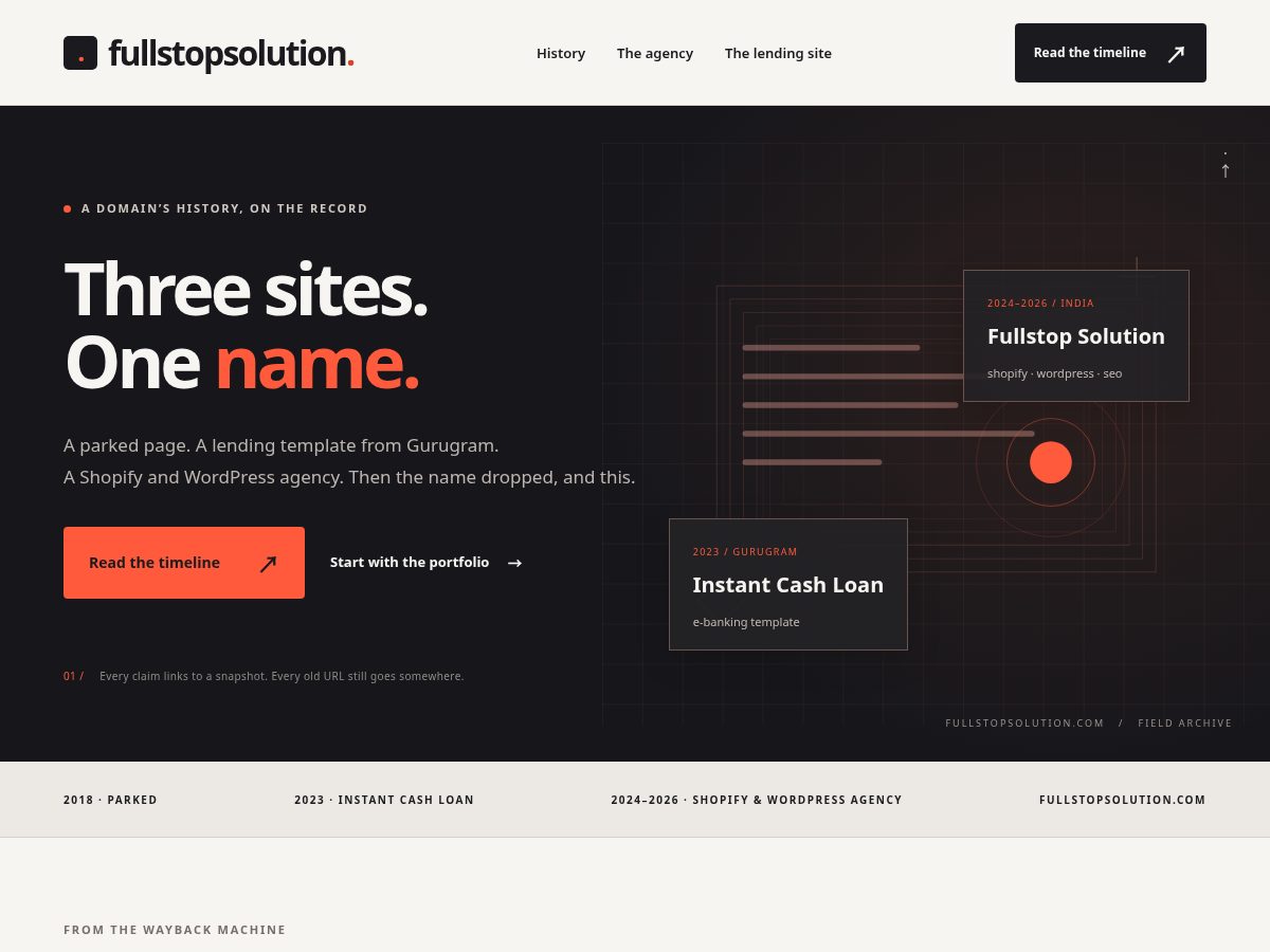 Landing-page snapshot of fullstopsolution.com