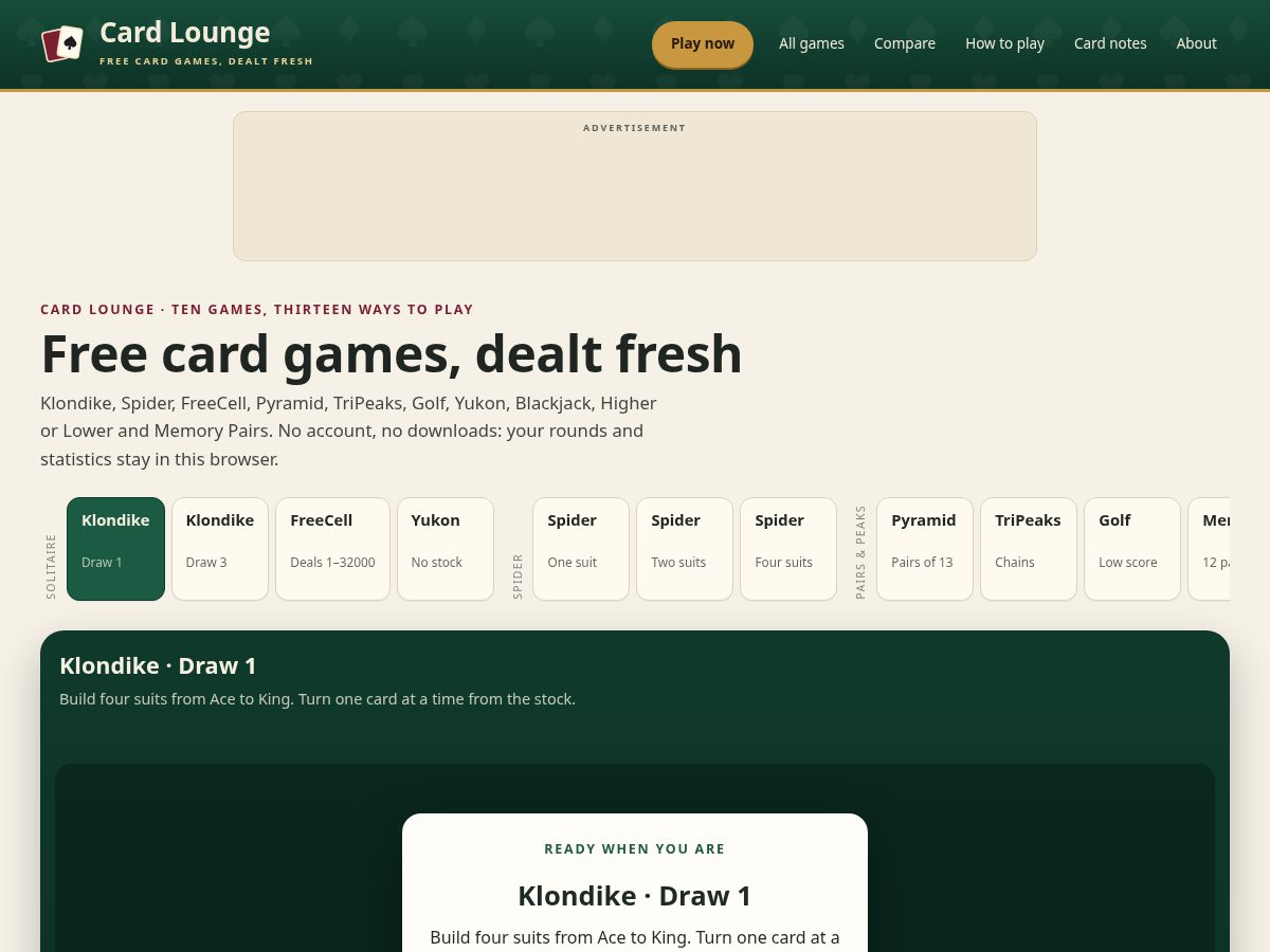 Landing-page snapshot of gamecardlounges.com