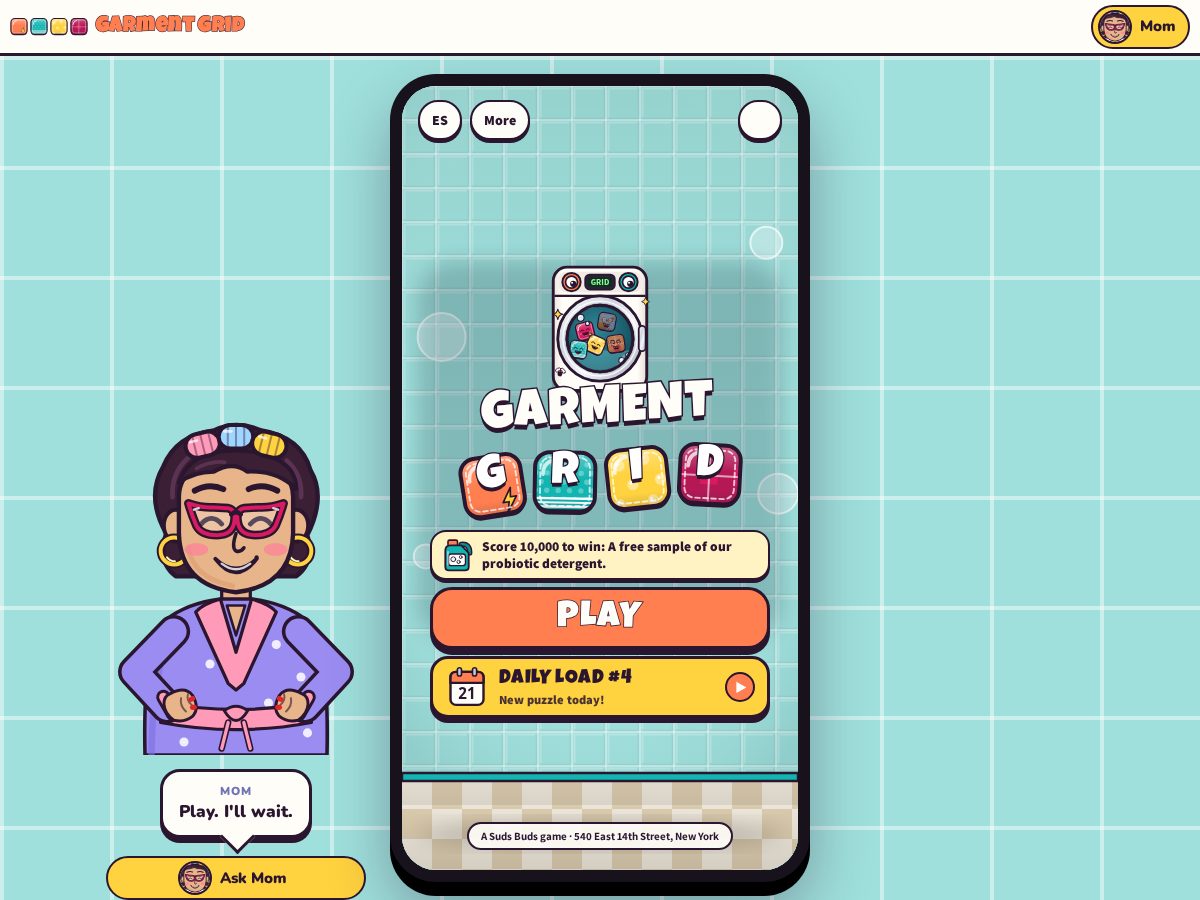 Landing-page snapshot of garmentgridgame.com