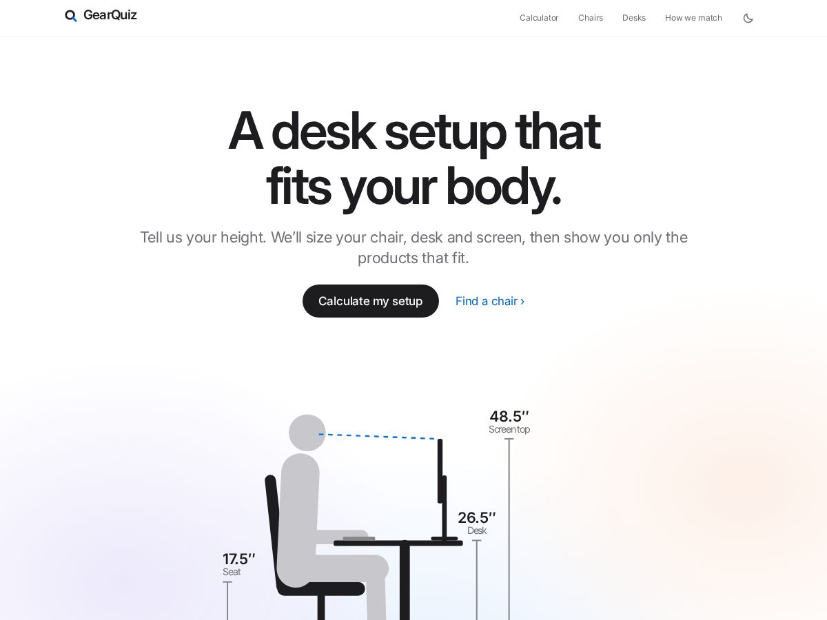 Landing-page snapshot of gearquiz.com
