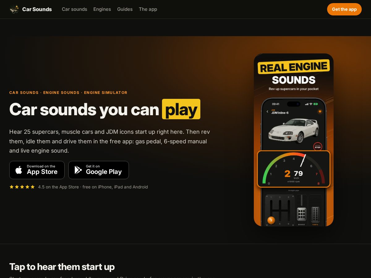 Landing-page snapshot of getcarsounds.com