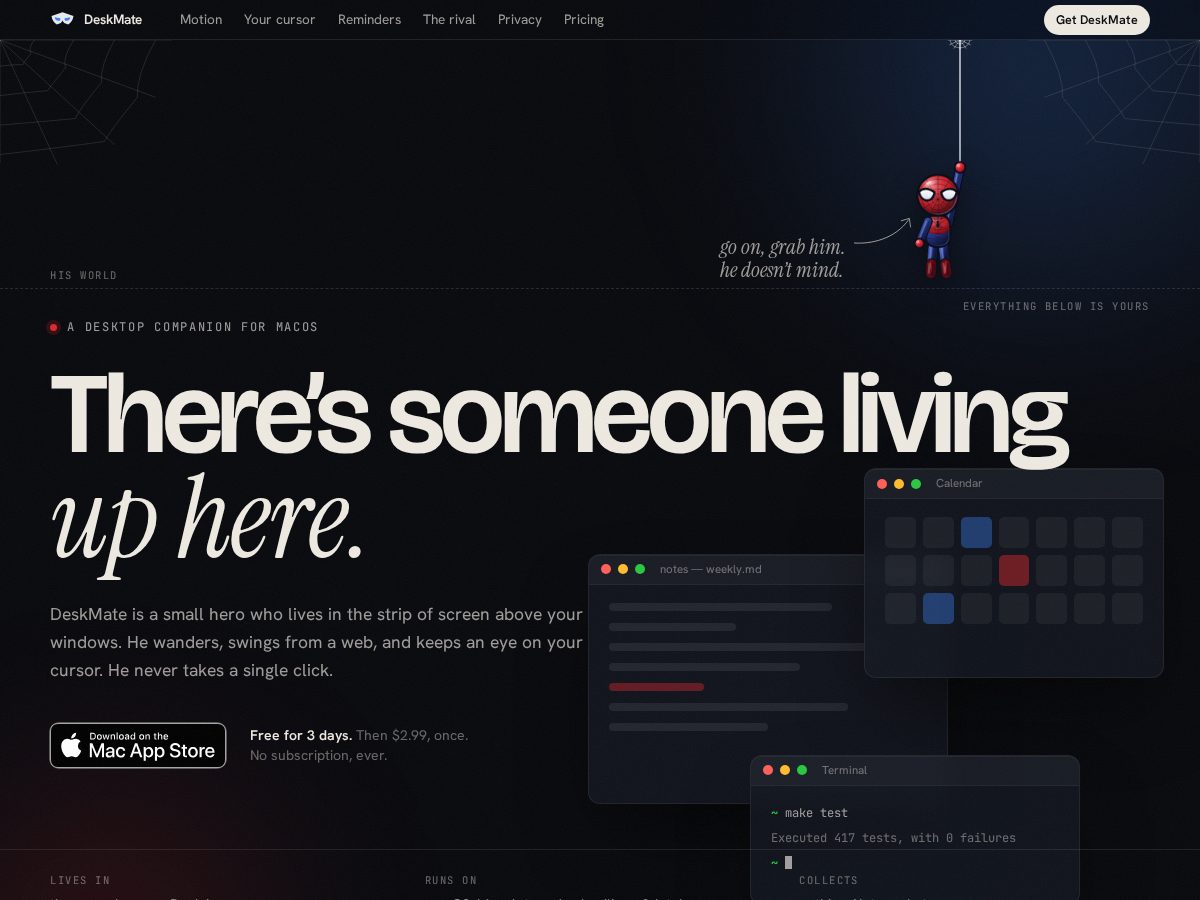 Landing-page snapshot of getdeskmate.tech