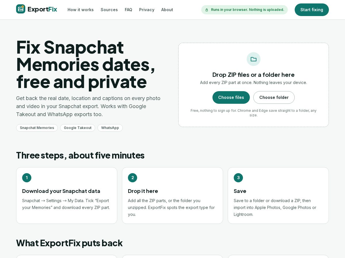 Landing-page snapshot of getexportfix.com