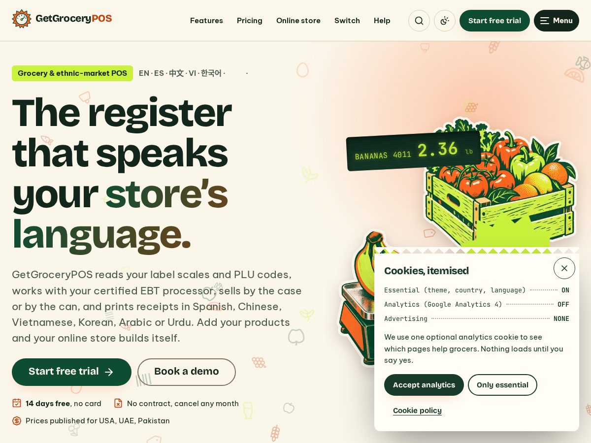 Landing-page snapshot of getgrocerypos.com