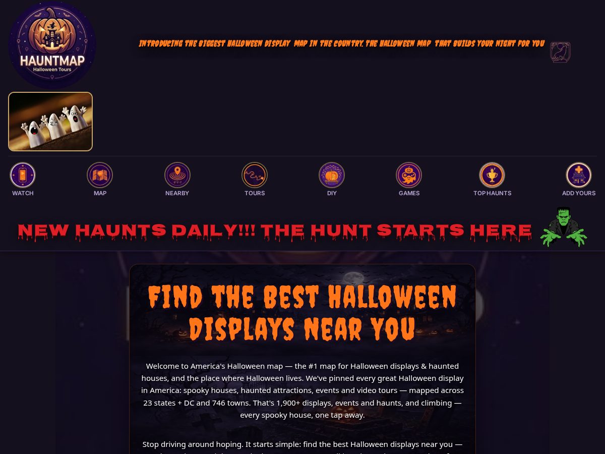 Landing-page snapshot of gethauntmap.com