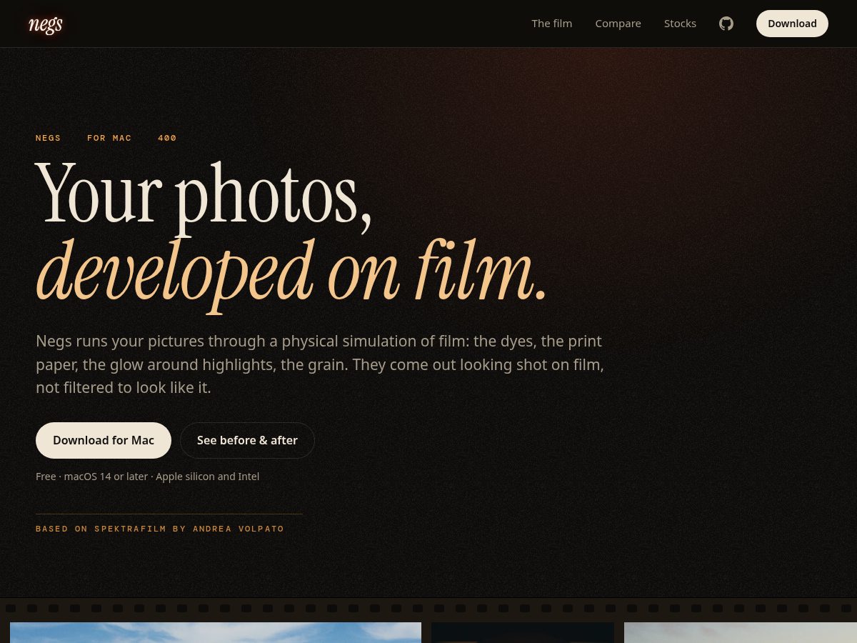 Landing-page snapshot of getnegs.com