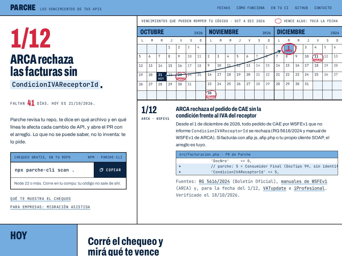 Landing-page snapshot of getparche.com