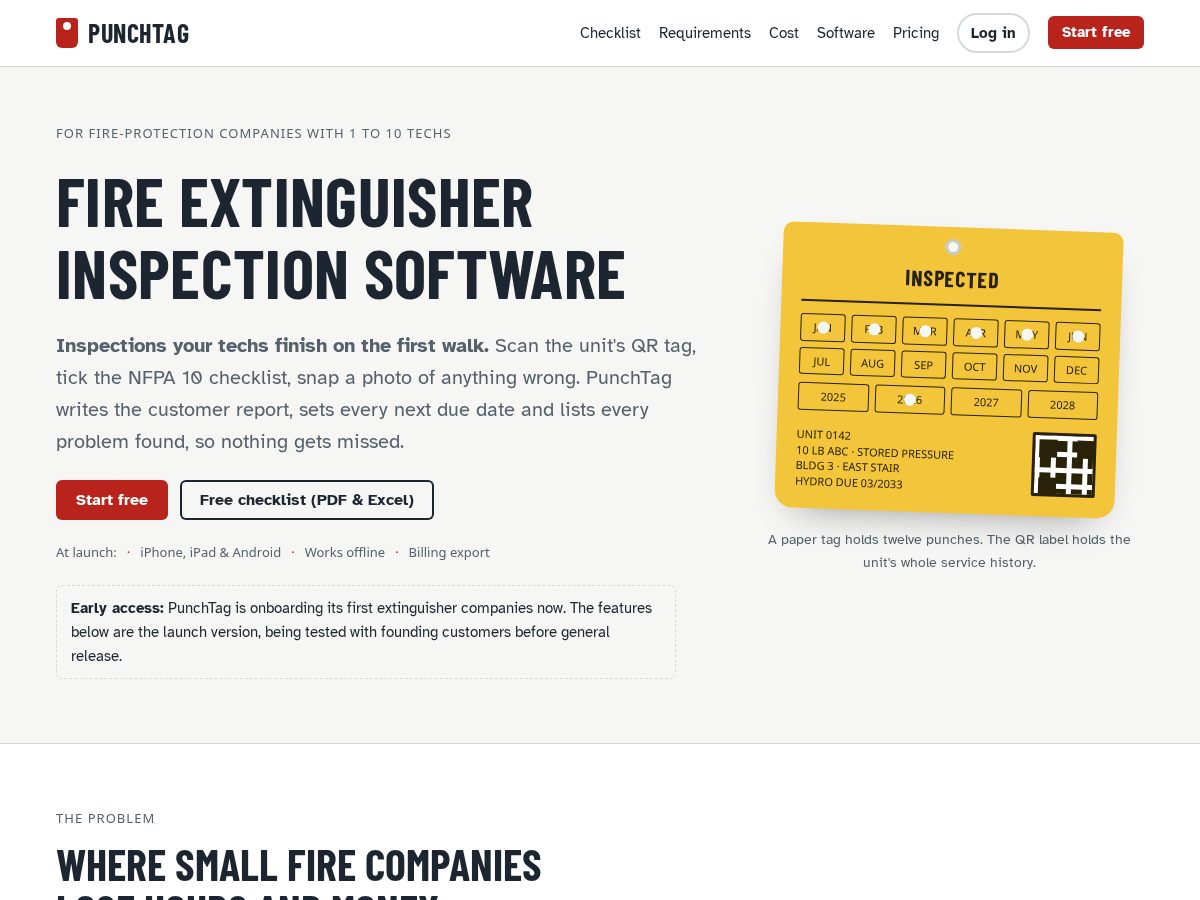 Landing-page snapshot of getpunchtag.com
