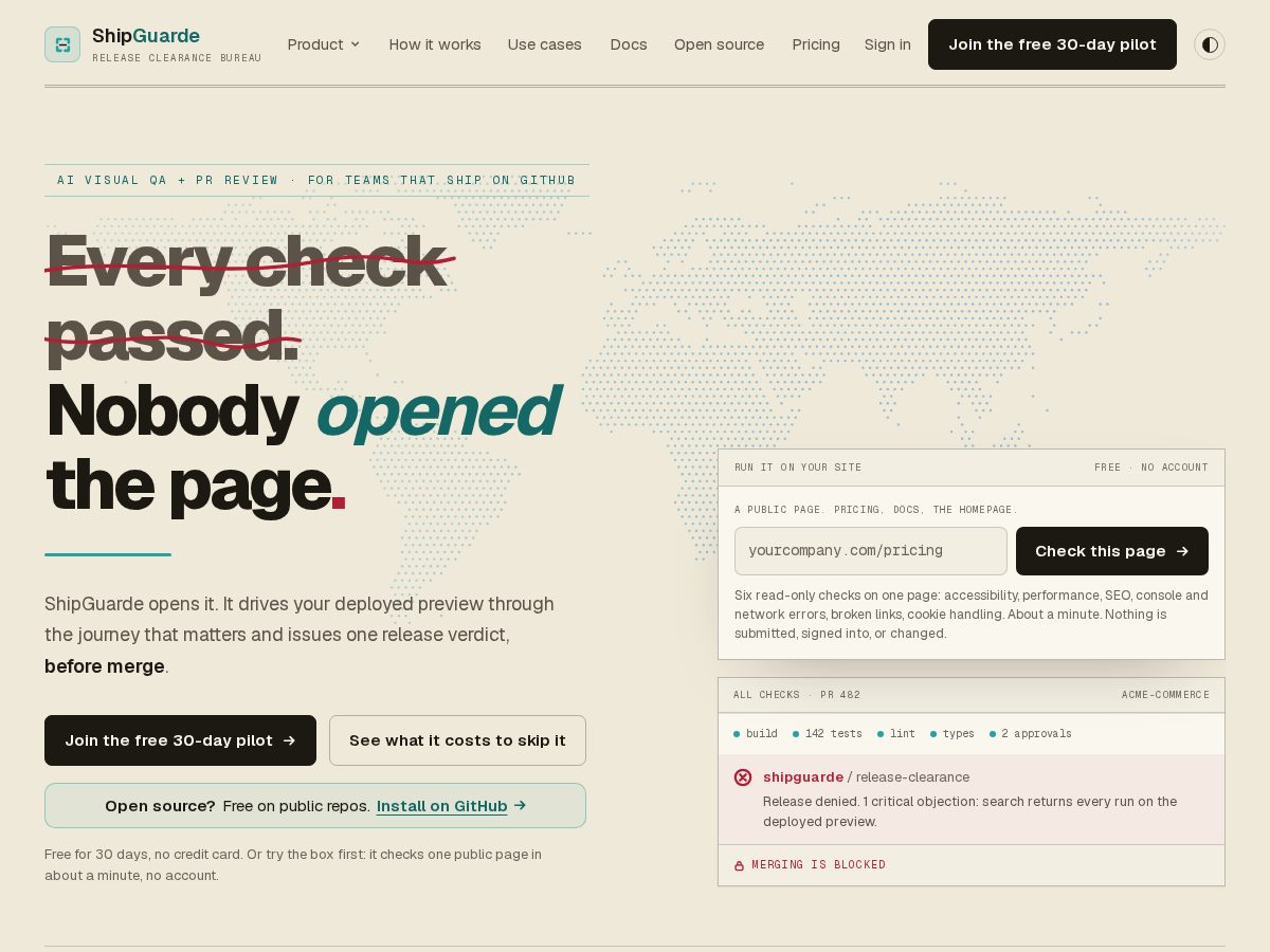 Landing-page snapshot of getshipguarde.com
