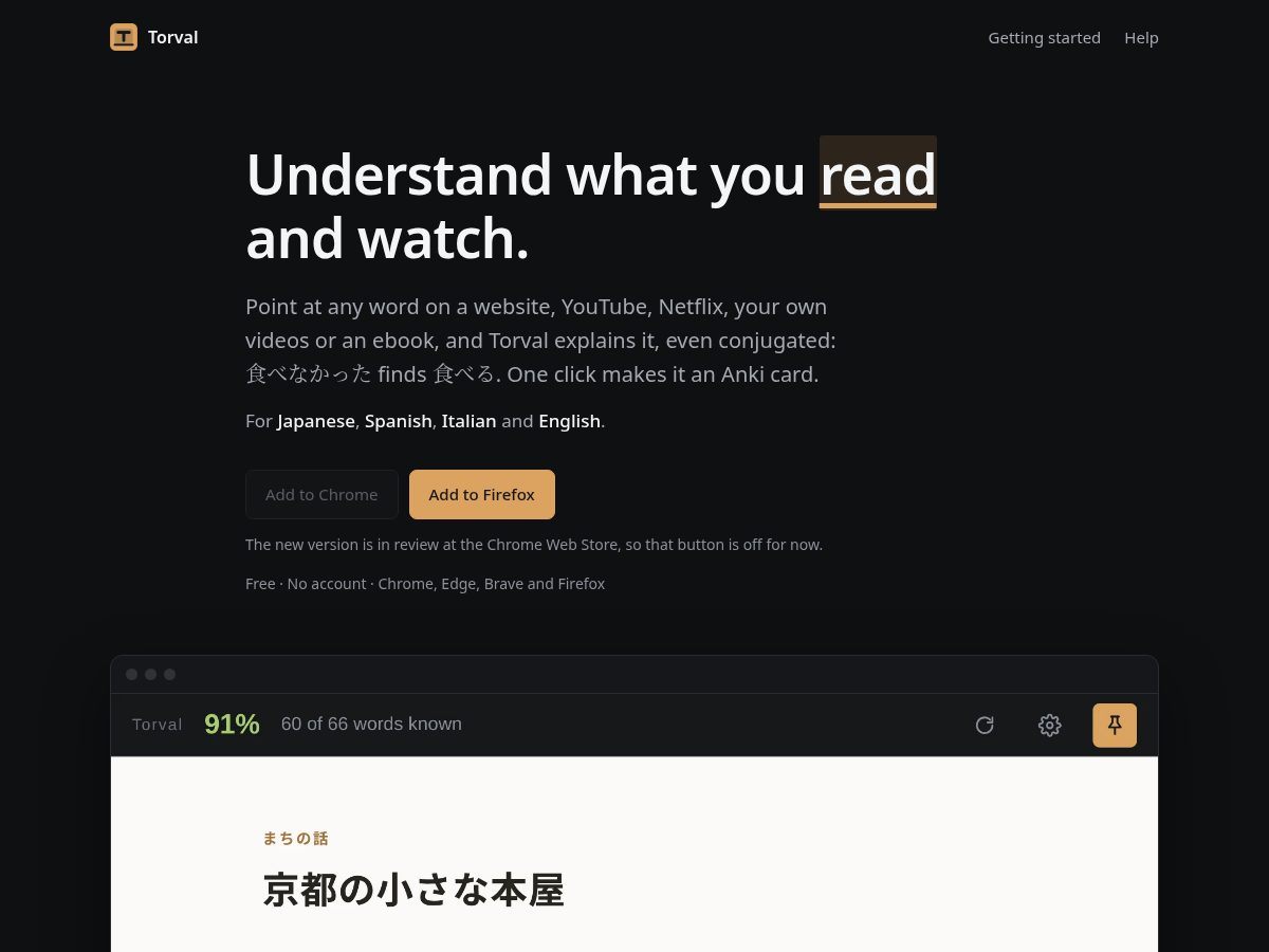 Landing-page snapshot of gettorval.com