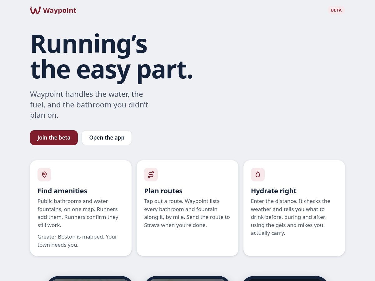 Landing-page snapshot of getwaypoint.run