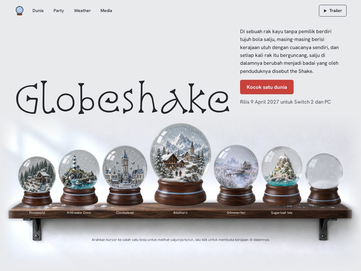 Landing-page snapshot of globeshake.online