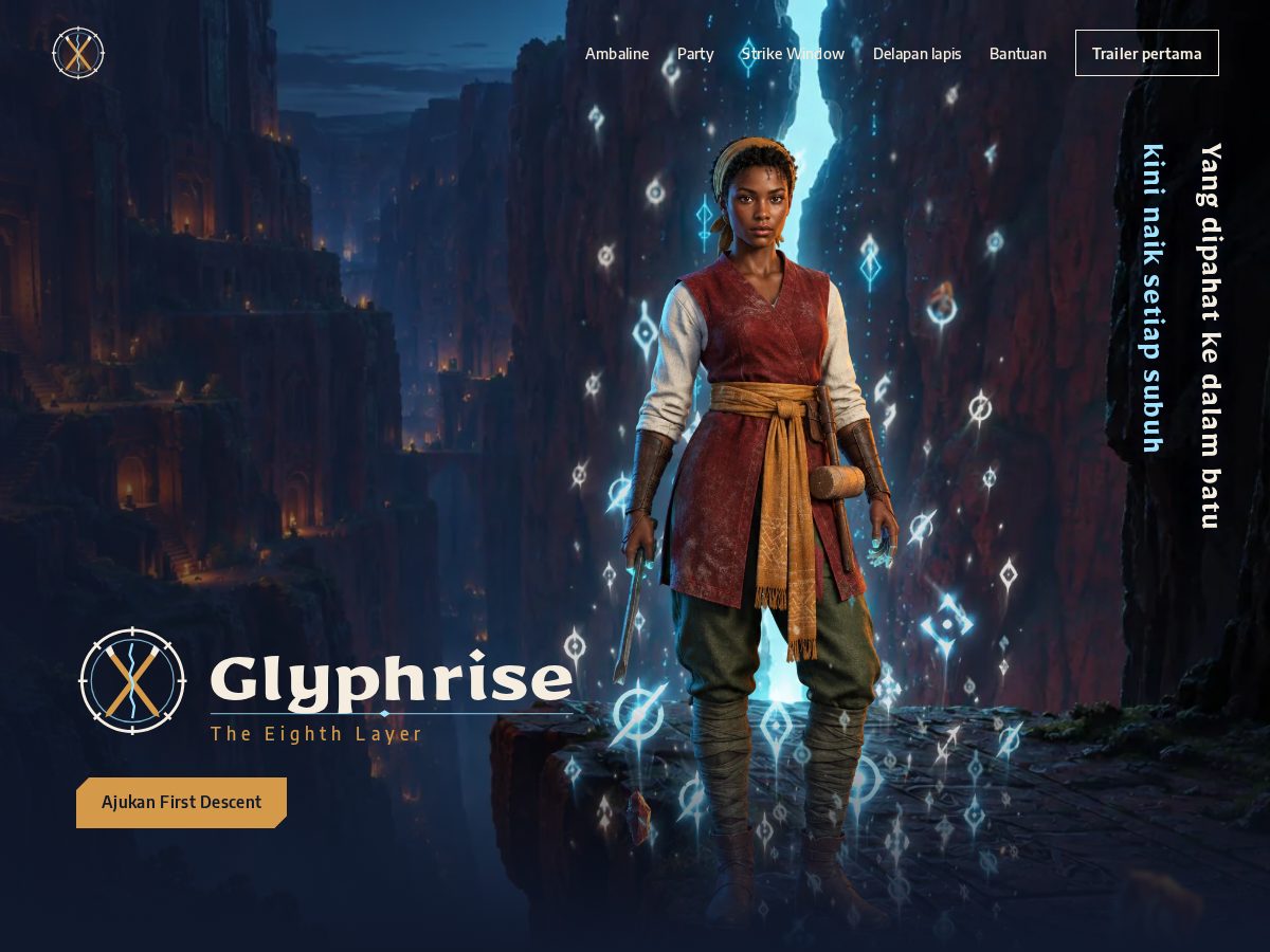 Landing-page snapshot of glyphrise.online