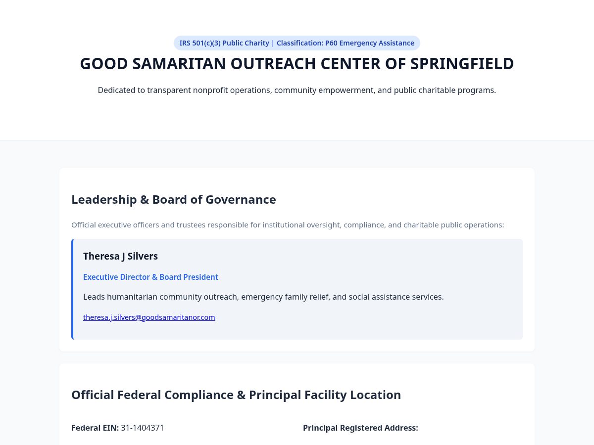 Landing-page snapshot of goodsamaritanor.com