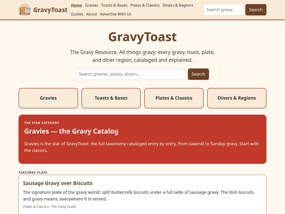 Landing-page snapshot of gravytoast.com