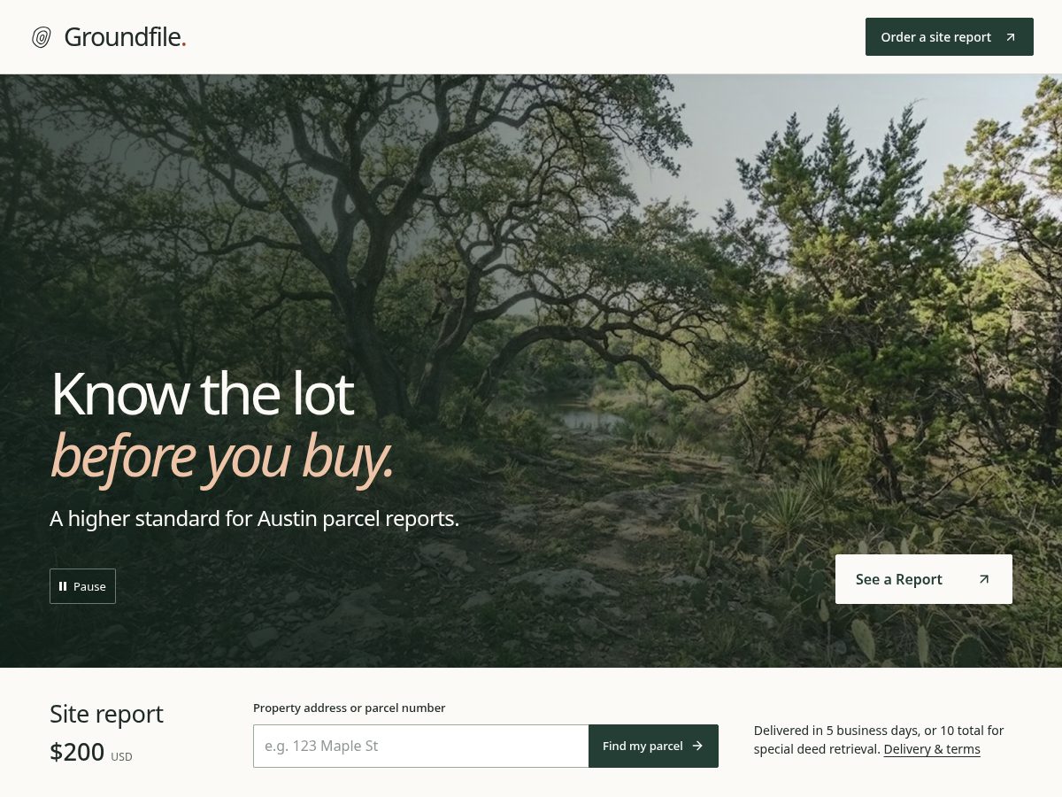 Landing-page snapshot of groundfilereport.com