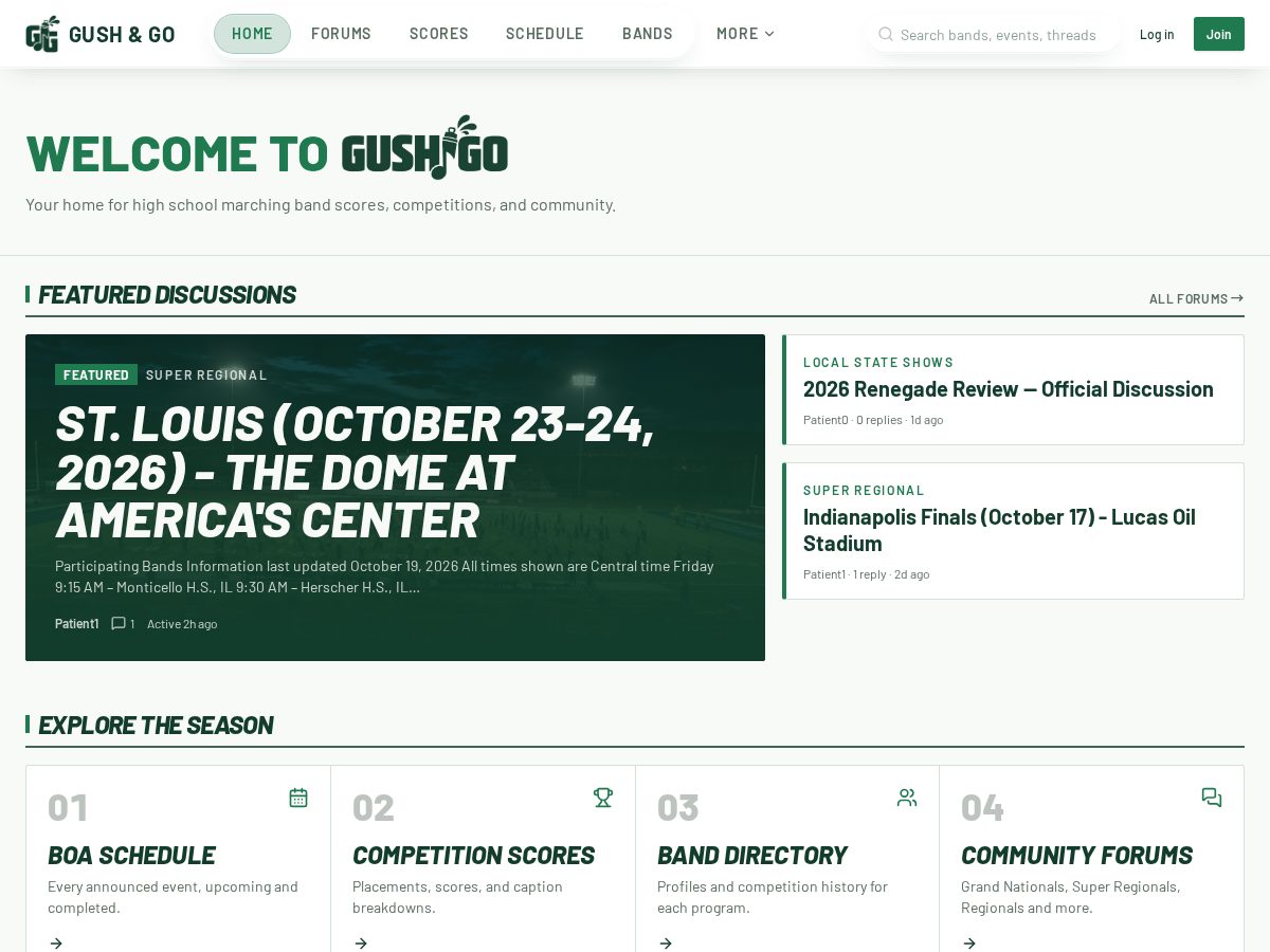 Landing-page snapshot of gushandgo.com