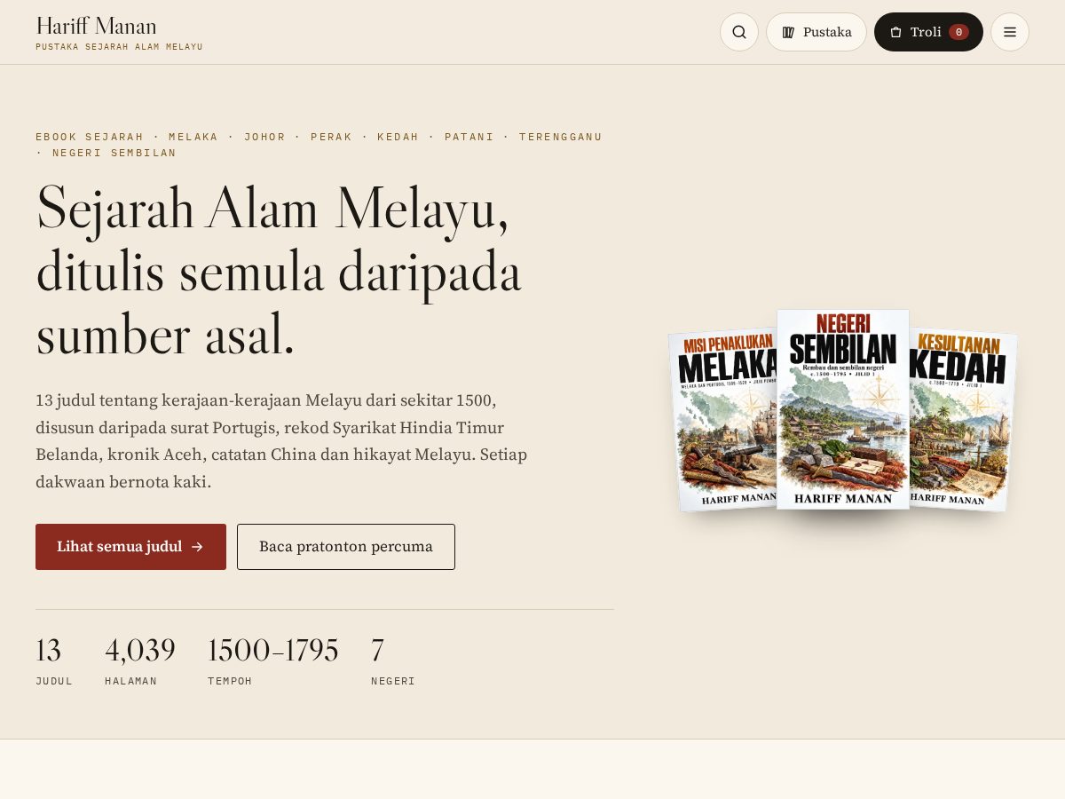 Landing-page snapshot of hariffmanan.com