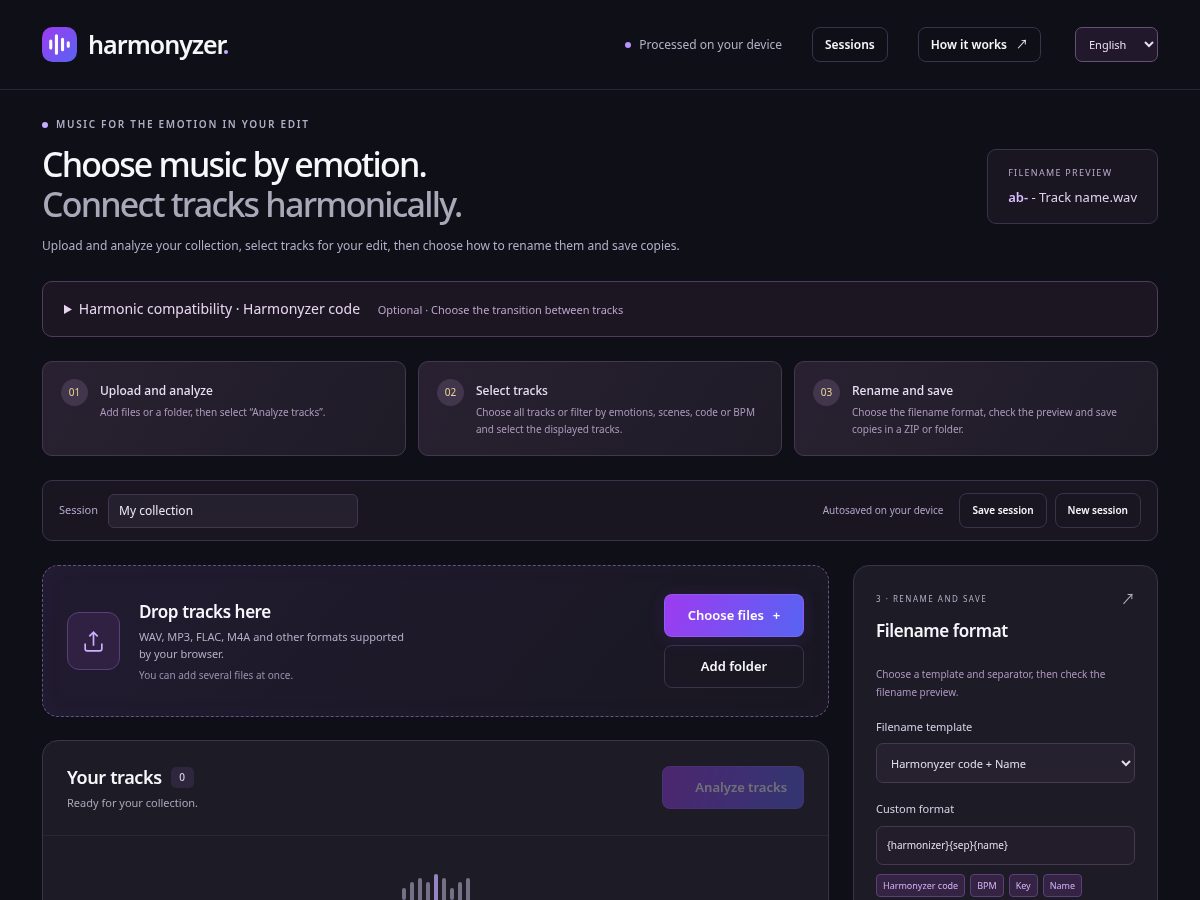 Landing-page snapshot of harmonyzer.com