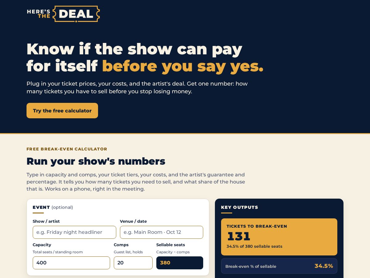 Landing-page snapshot of heresthedealhq.com
