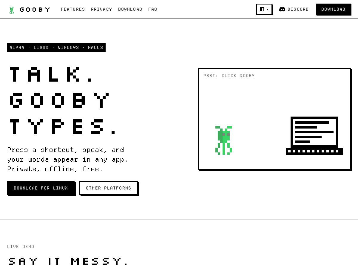 Landing-page snapshot of heygooby.com