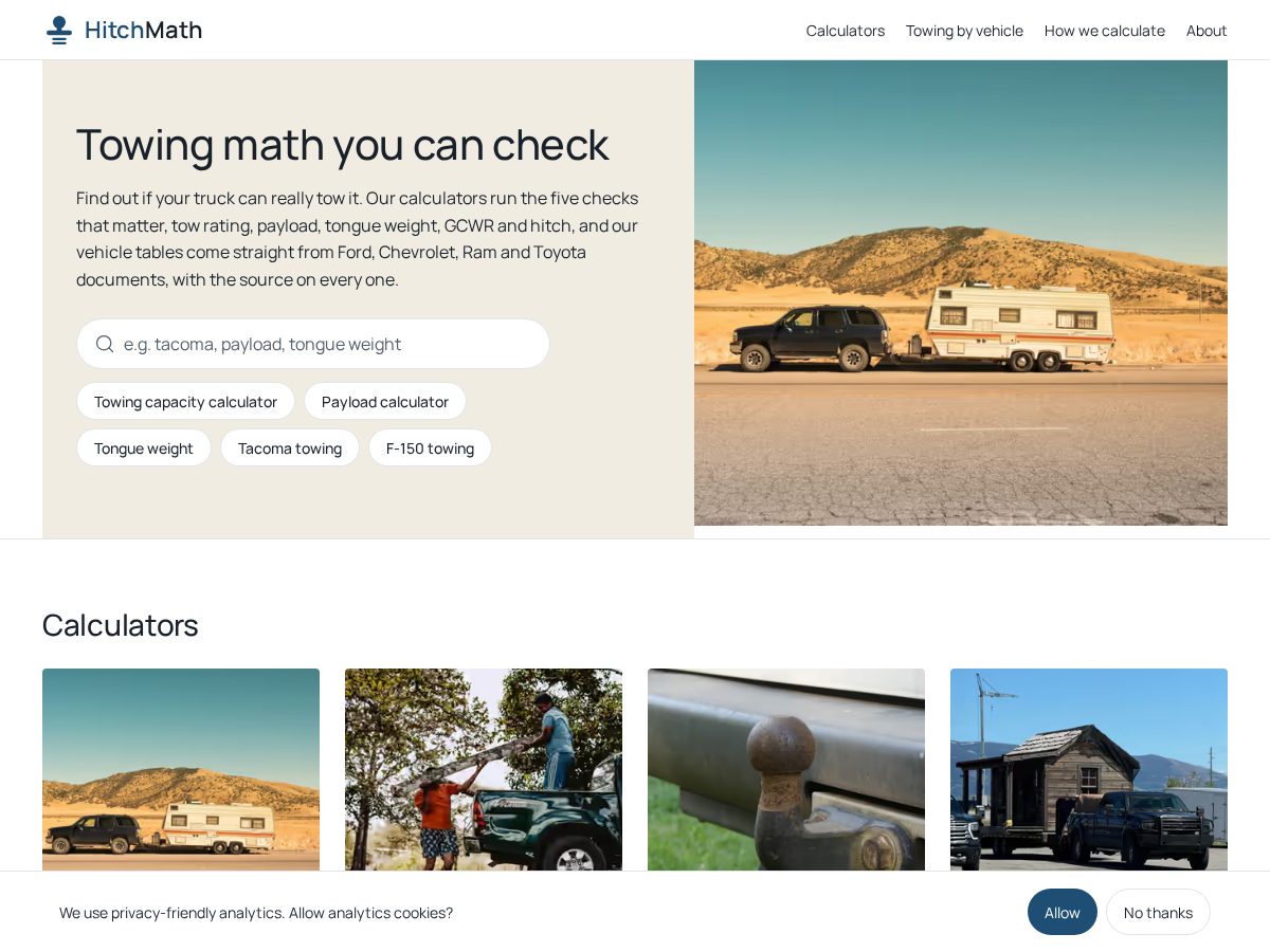 Landing-page snapshot of hitchmath.com