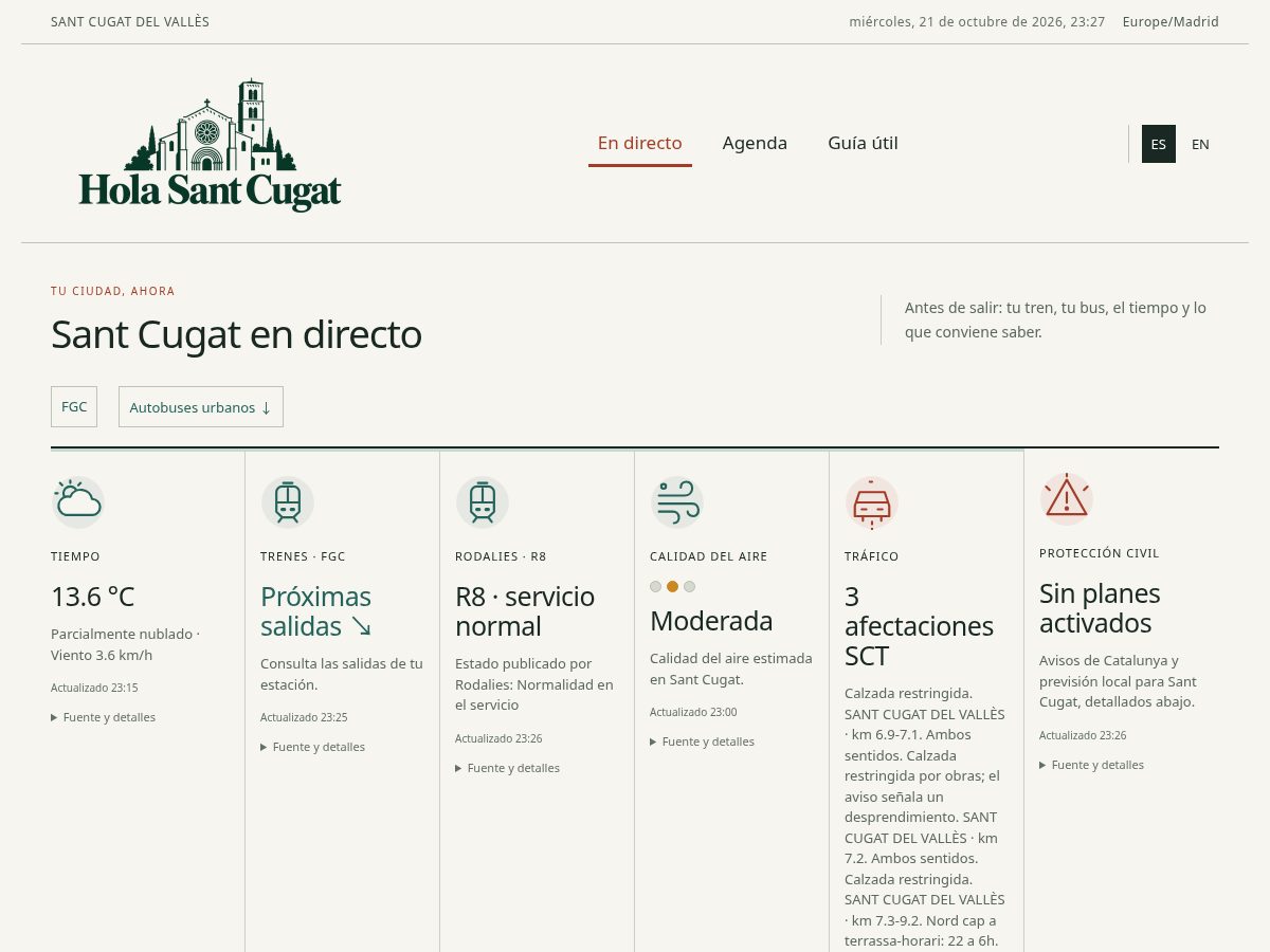 Landing-page snapshot of holasantcugat.com