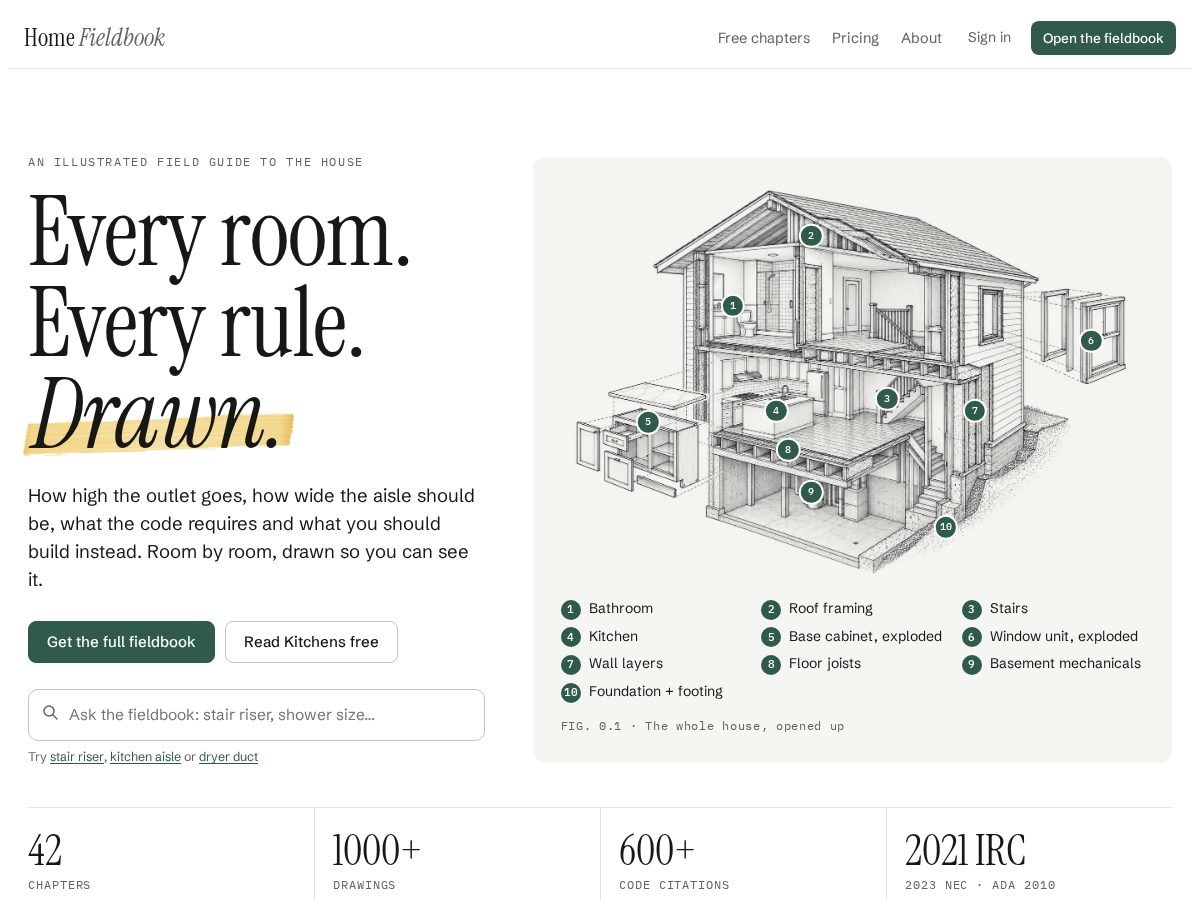 Landing-page snapshot of homefieldbook.com