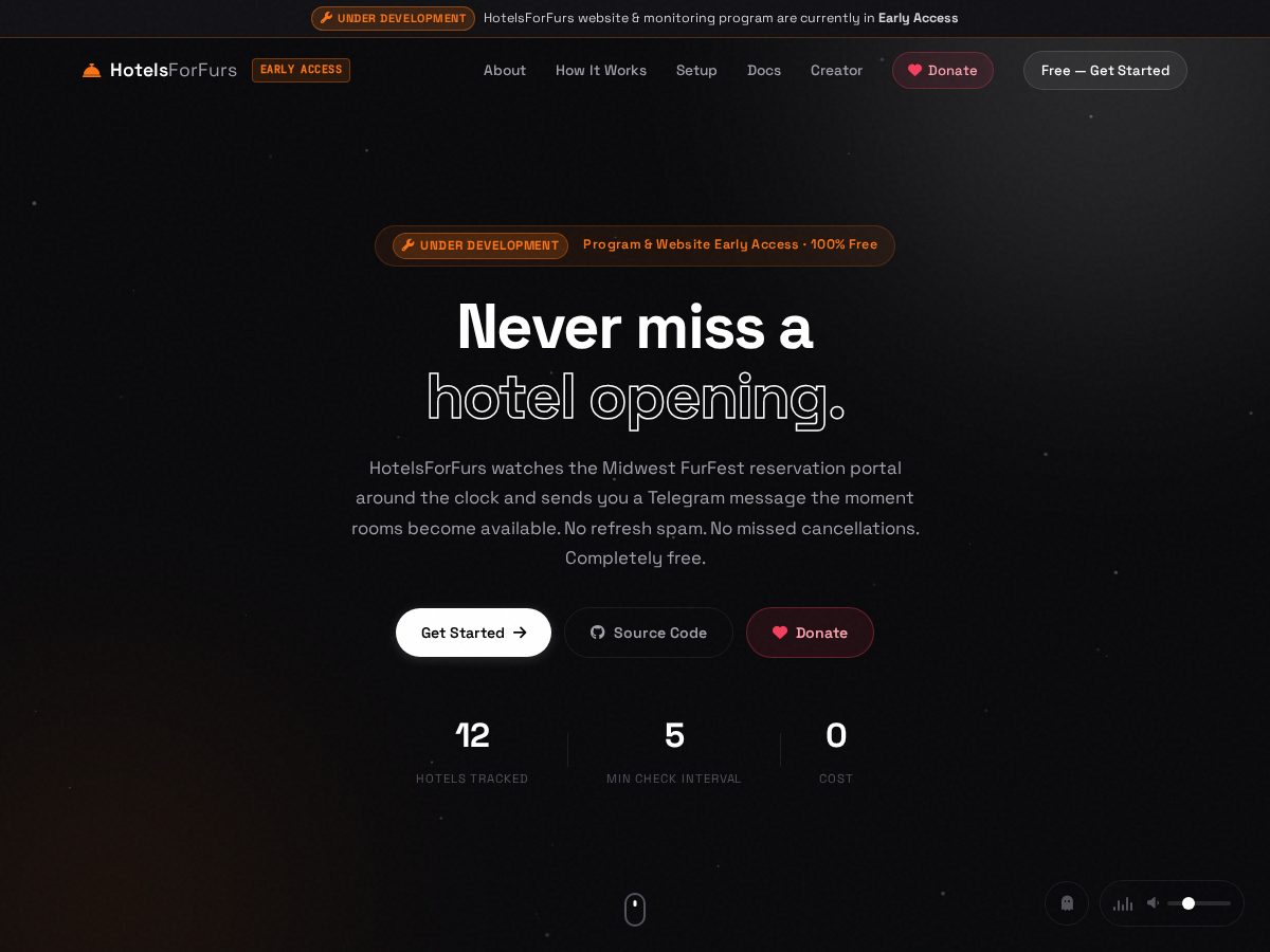 Landing-page snapshot of hotelsforfur.com