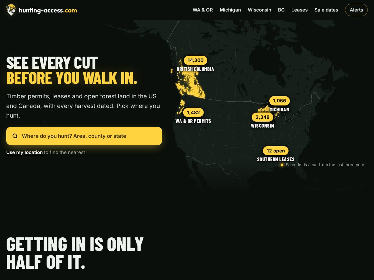 Landing-page snapshot of hunting-access.com