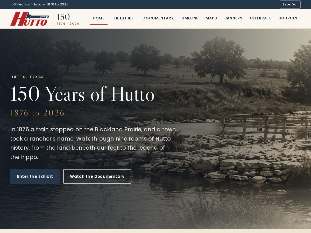 Landing-page snapshot of hutto150.com