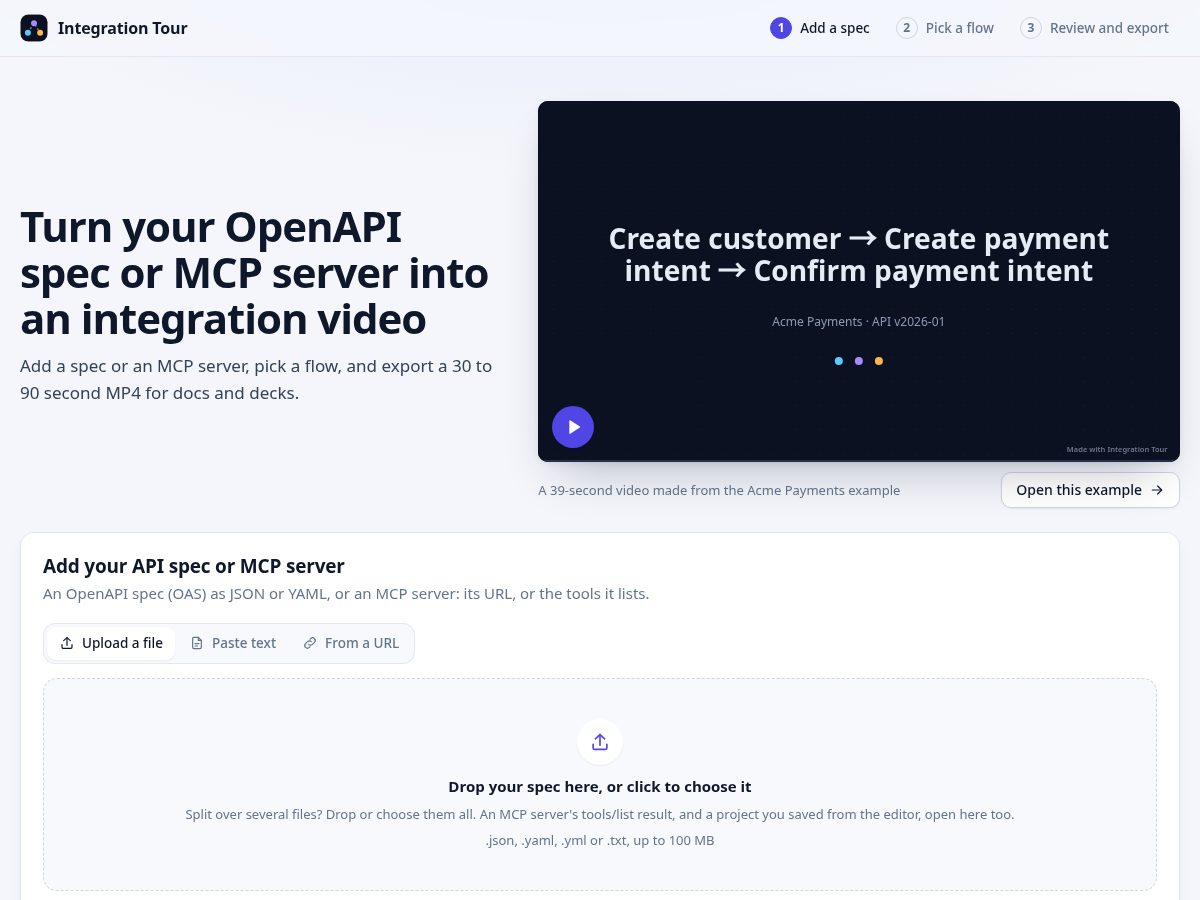 Landing-page snapshot of integrationtour.com