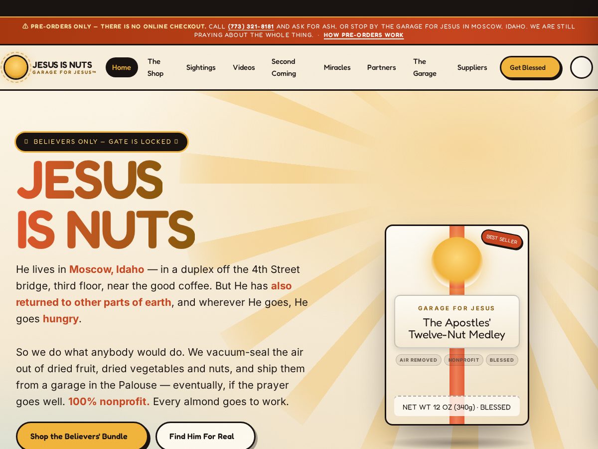 Landing-page snapshot of jesusisnuts.com
