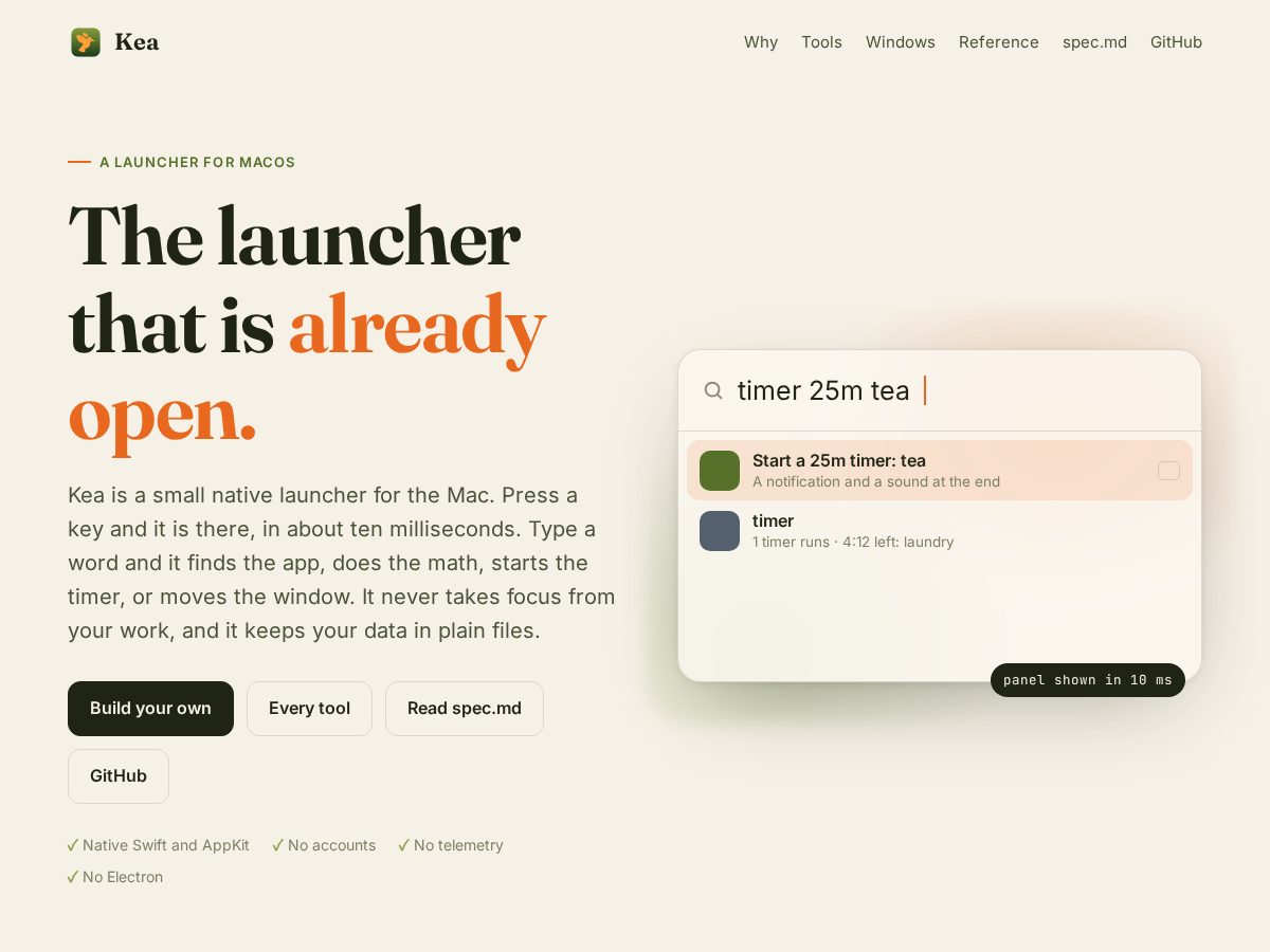 Landing-page snapshot of kea.directory