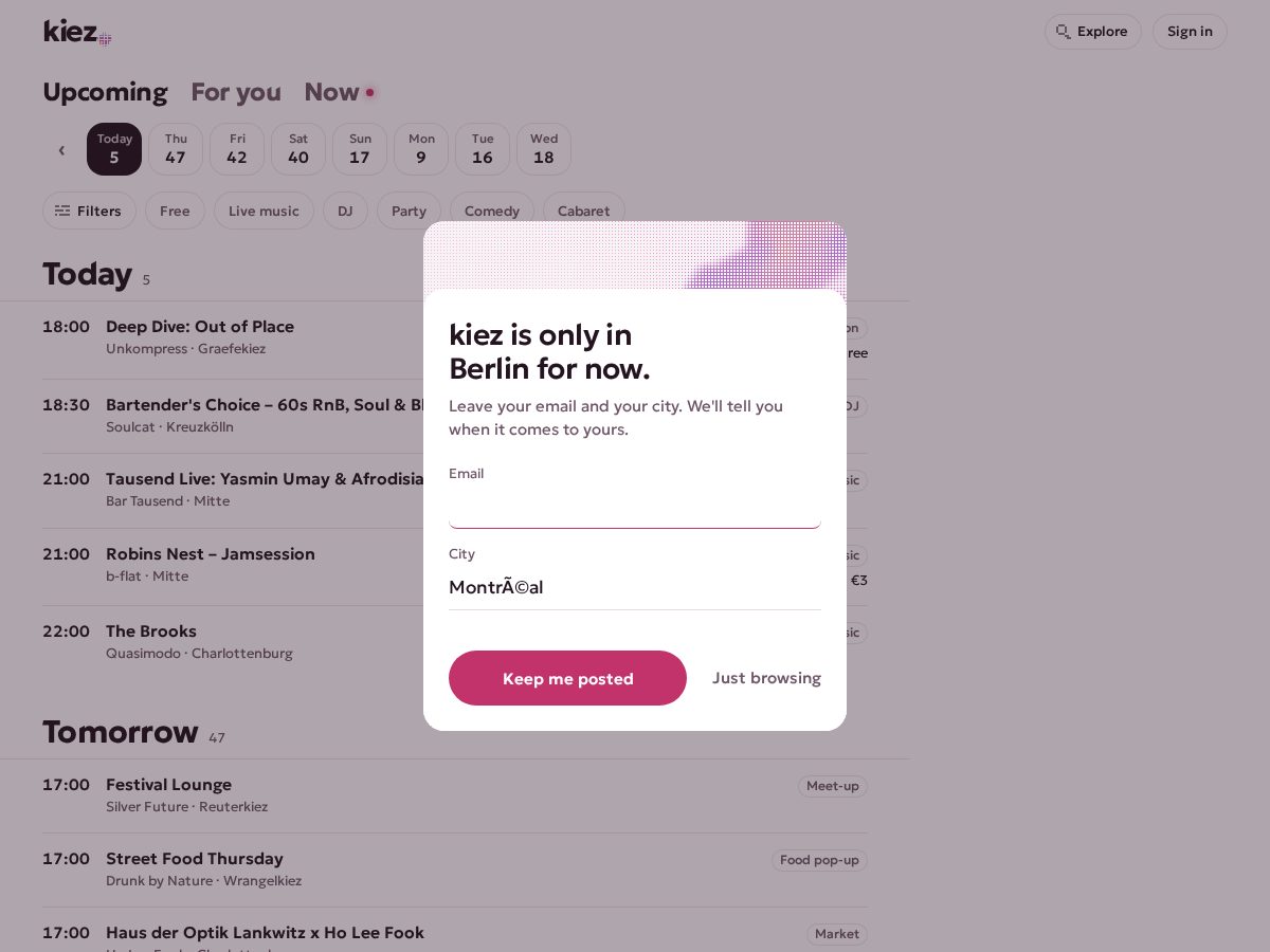 Landing-page snapshot of kiezguide.com