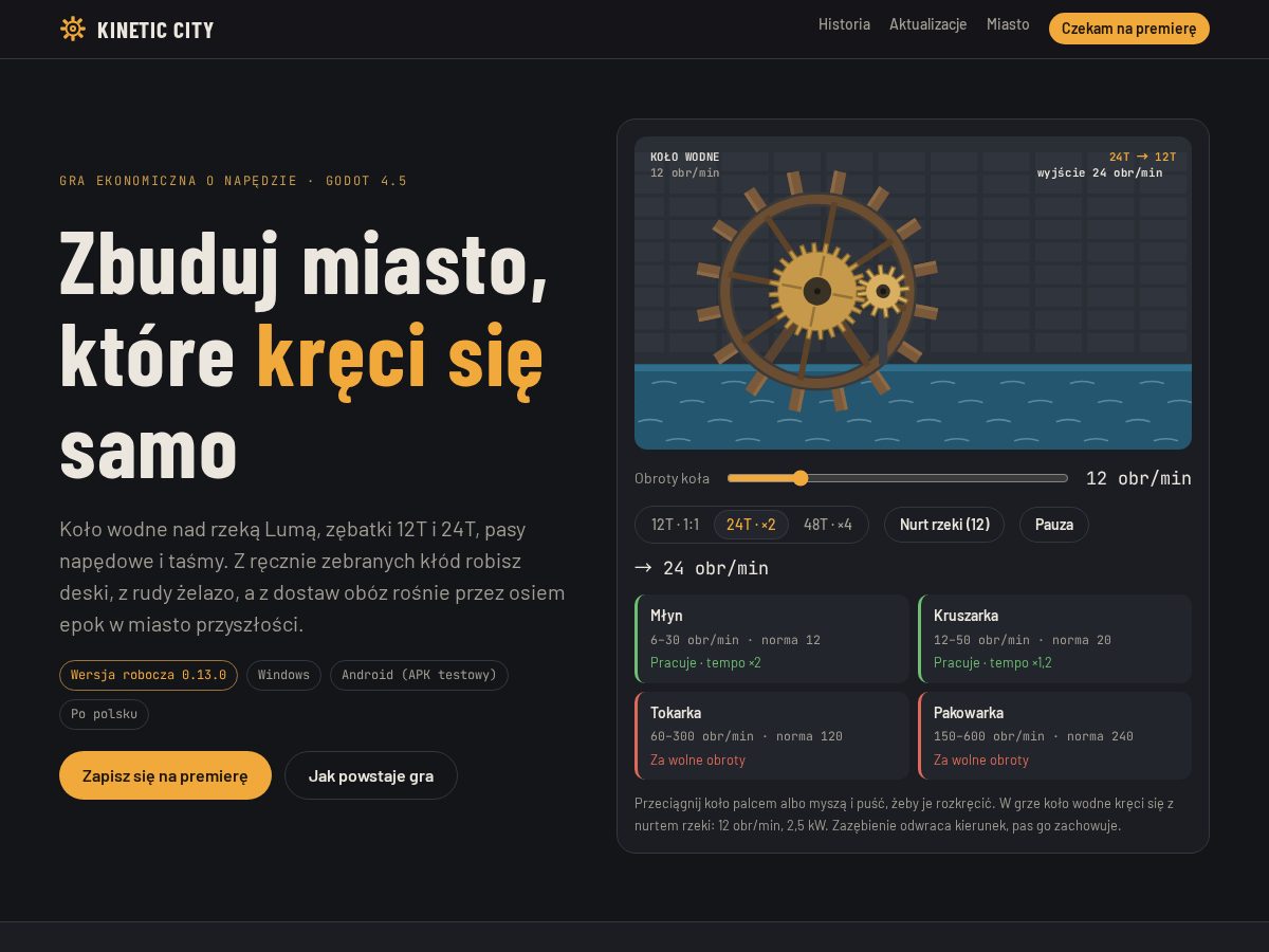 Landing-page snapshot of kineticcitygame.com