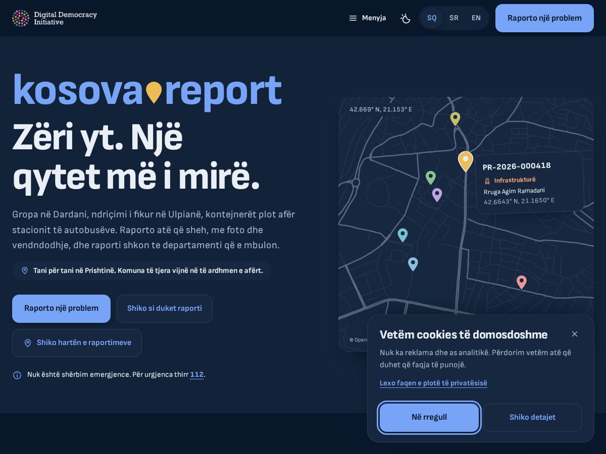 Landing-page snapshot of kosova.report