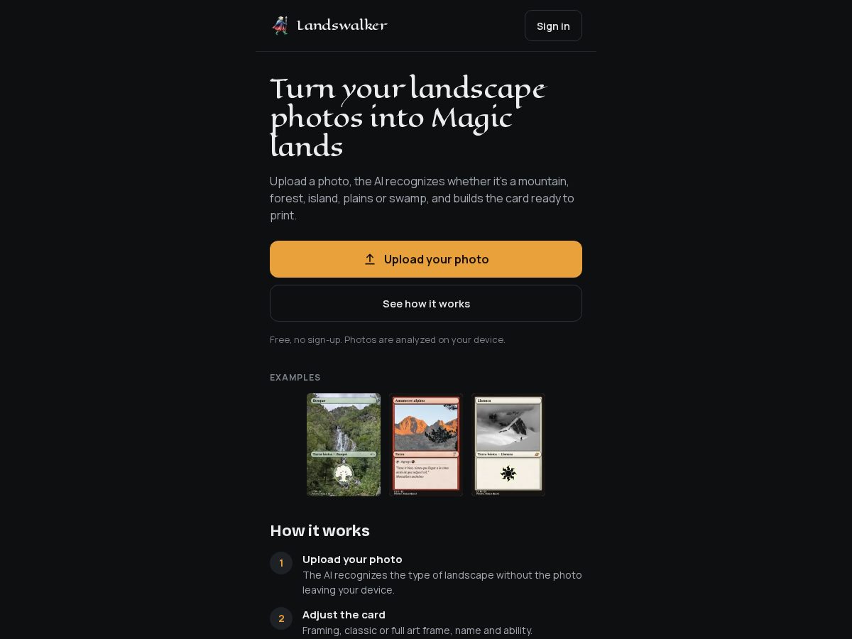 Landing-page snapshot of landswalker.com