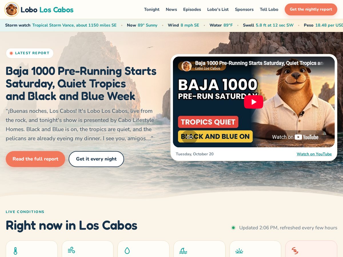 Landing-page snapshot of loboloscabos.com