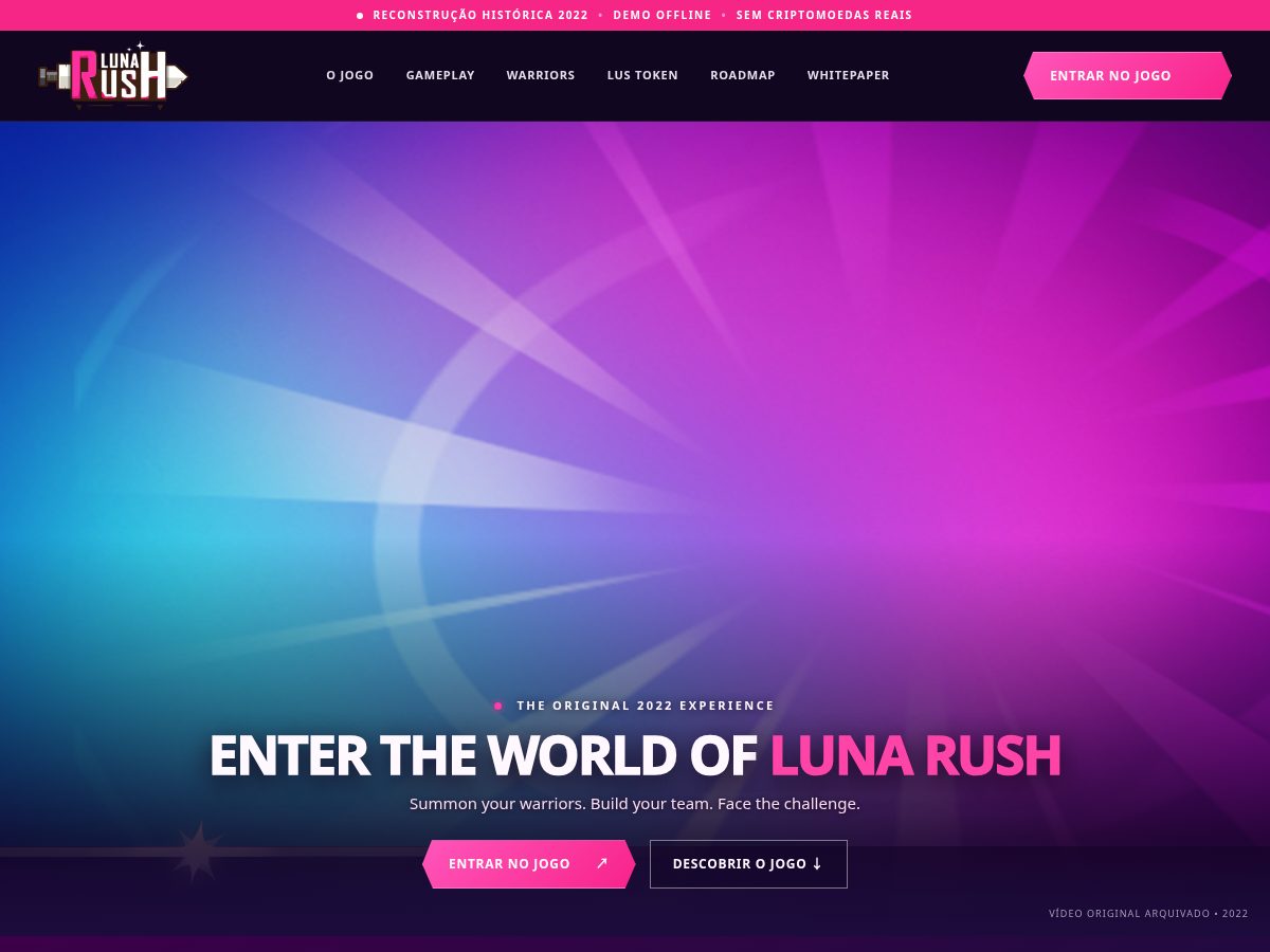 Landing-page snapshot of lunarush.fun