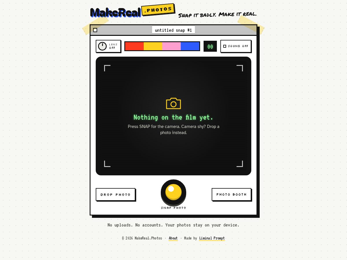 Landing-page snapshot of makereal.photos