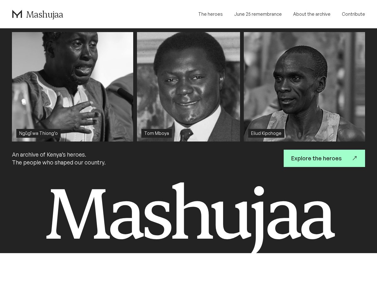 Landing-page snapshot of mashujaa.org