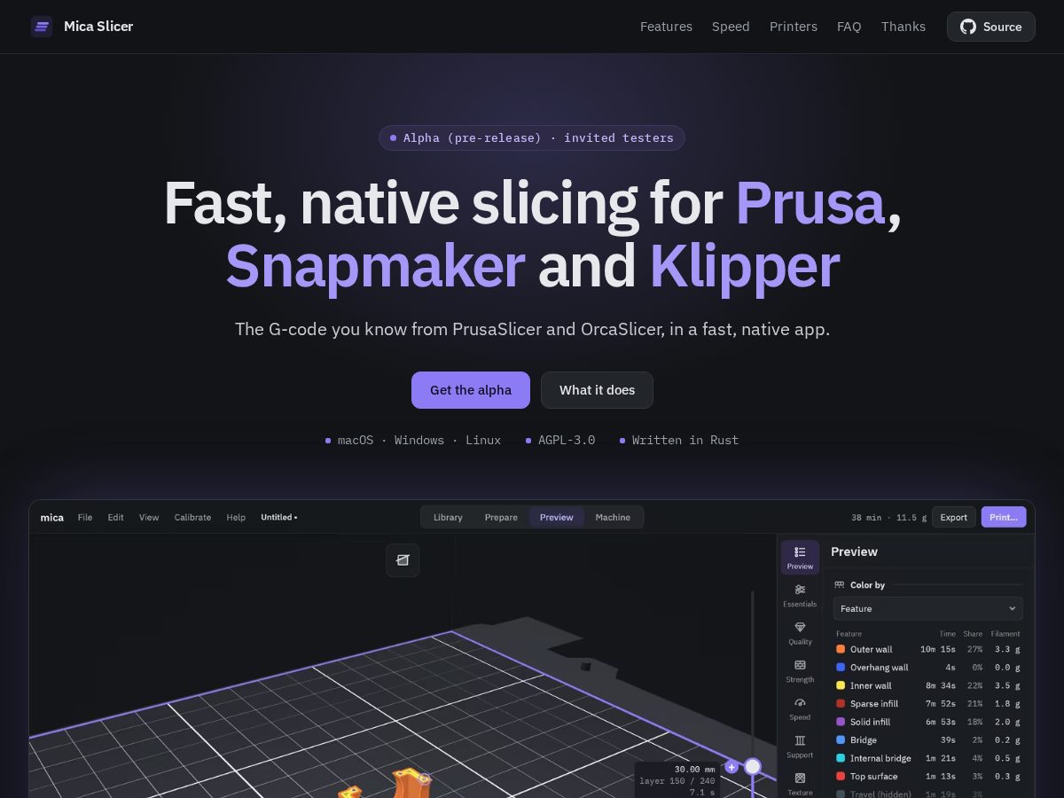 Landing-page snapshot of micaslicer.com