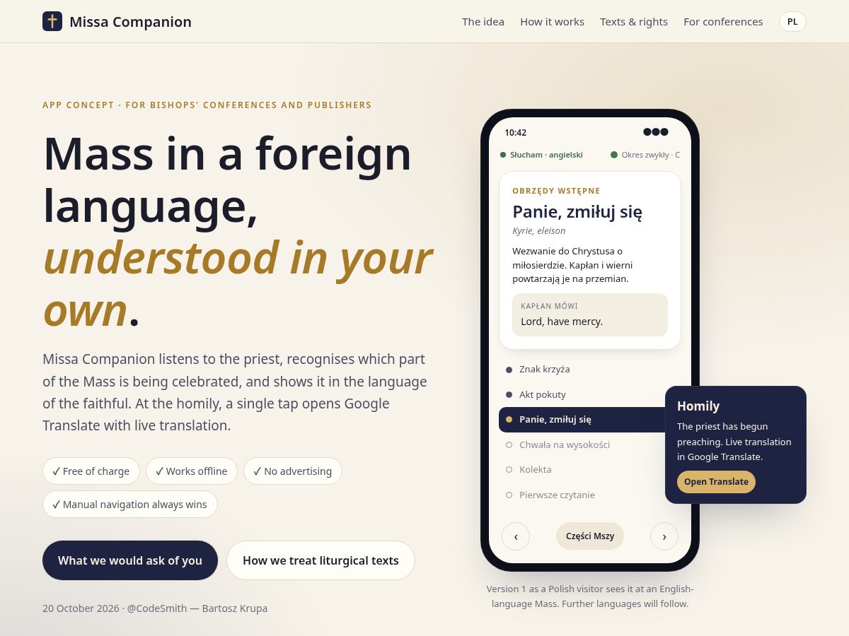 Landing-page snapshot of missacompanion.org