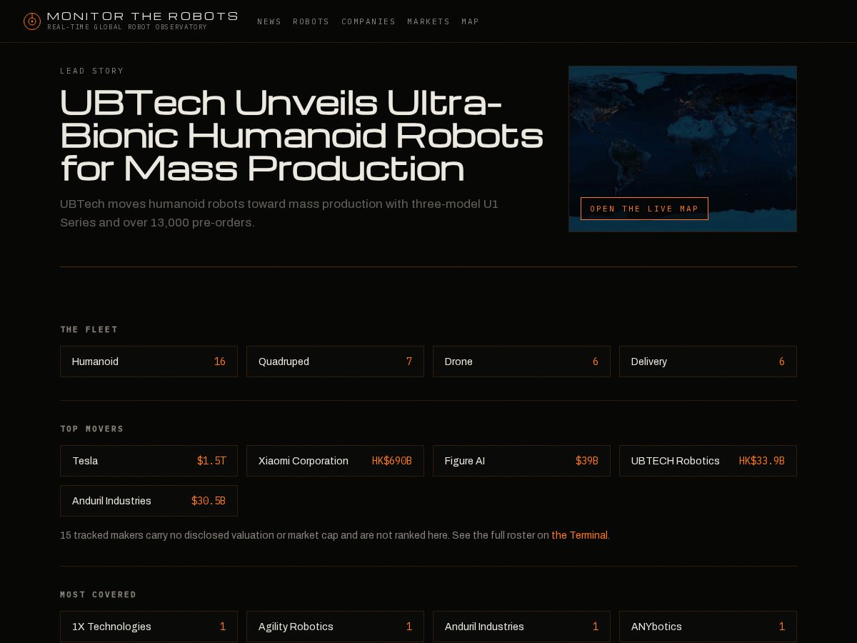 Landing-page snapshot of monitortherobots.com