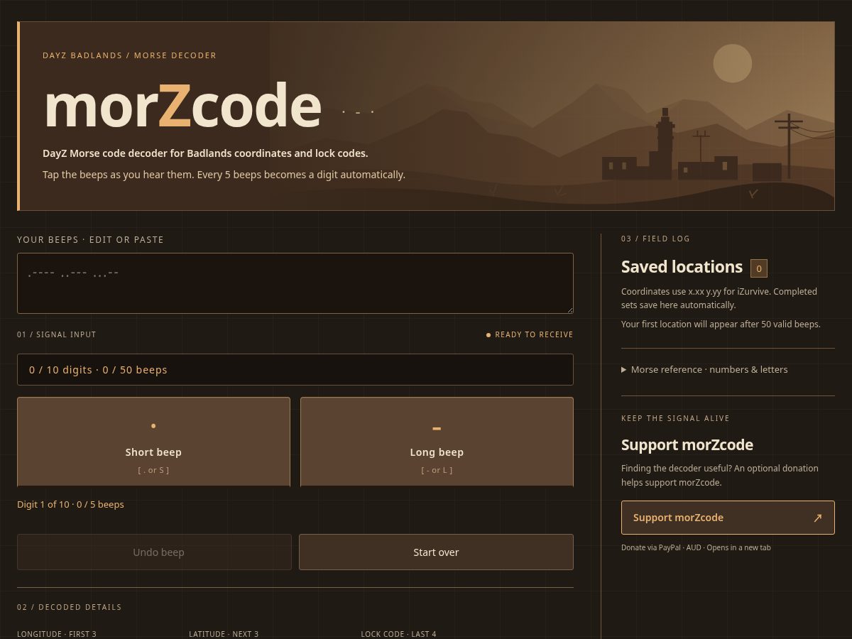 Landing-page snapshot of morzcode.com